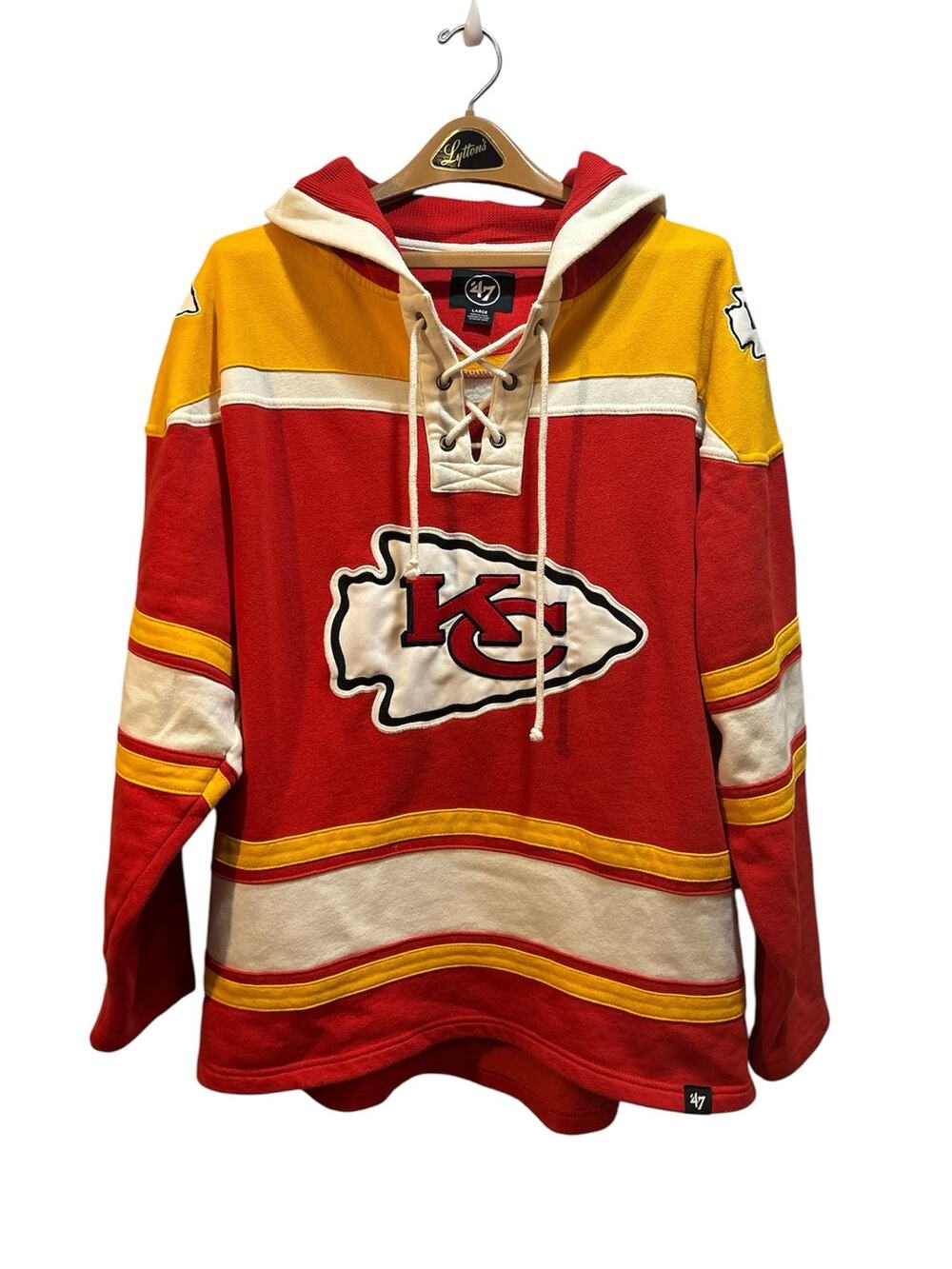 Kansas City chiefs NFL 47 brand superior lacer hockey style hoodie men’s L